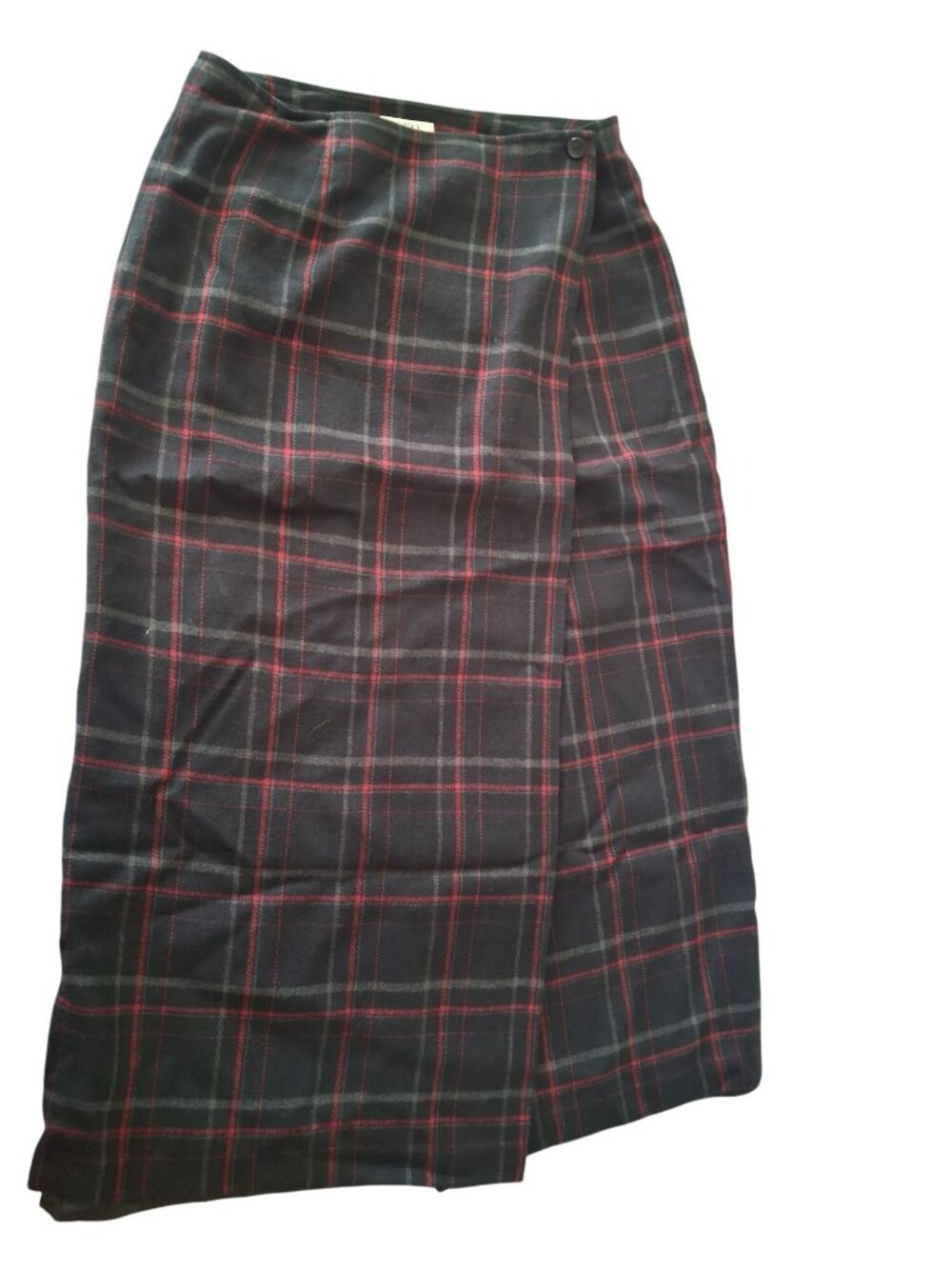 Cato Plaid Wrap Maxi Skirt Size 8 Red Black Dark Academia Cottagecore Grunge